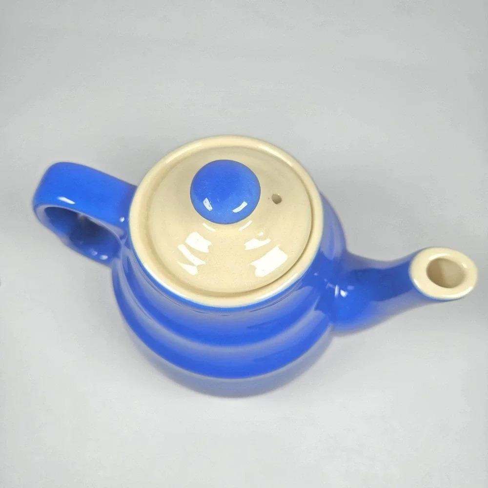 Vintage Oxford Stoneware USA Teapot with Lid Mid-Century MCM Vibrant Blue  USA‎